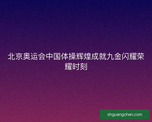 北京奥运会中国体操辉煌成就九金闪耀荣耀时刻