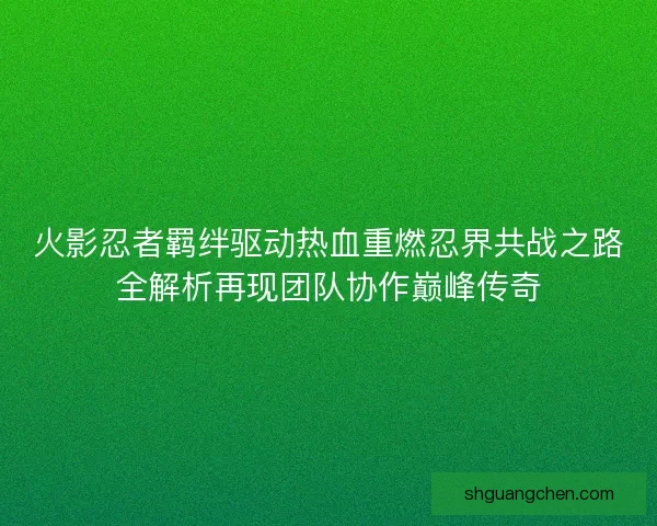 火影忍者羁绊驱动热血重燃忍界共战之路全解析再现团队协作巅峰传奇