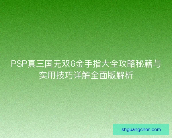 PSP真三国无双6金手指大全攻略秘籍与实用技巧详解全面版解析